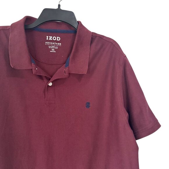 Izod Advantage Performance Polo Shirt SZ XXL Burgundy Cotton Blend Stretch - Picture 8 of 10